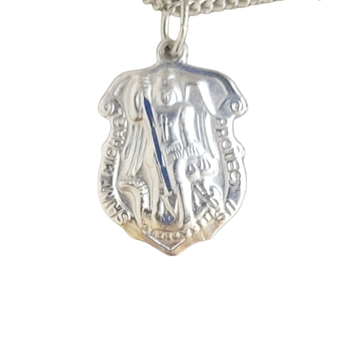 St Michael Large Shield Medal on 18" Chain