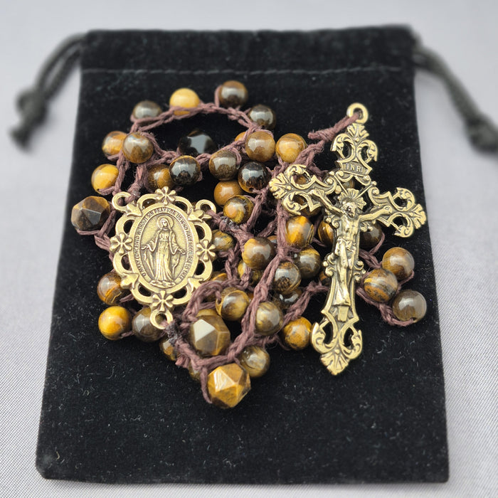 Handmade Rosary with Tiger Eye Beads