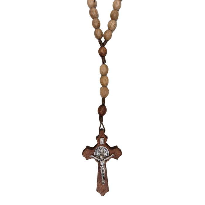 Rosary From Medjugorje Large Light Wood Beads and Crucifix