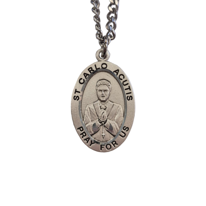 St Carlo Acutis Sterling Silver Medal on 24" Chain