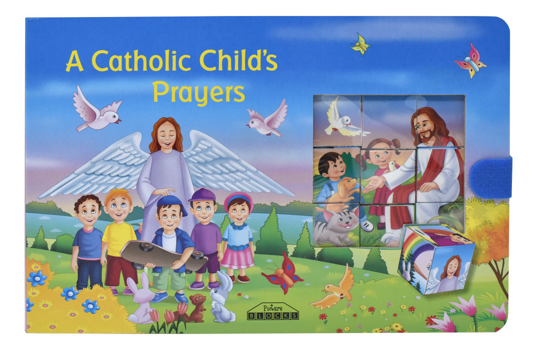 A Catholic Child's Prayers Book and Blocks