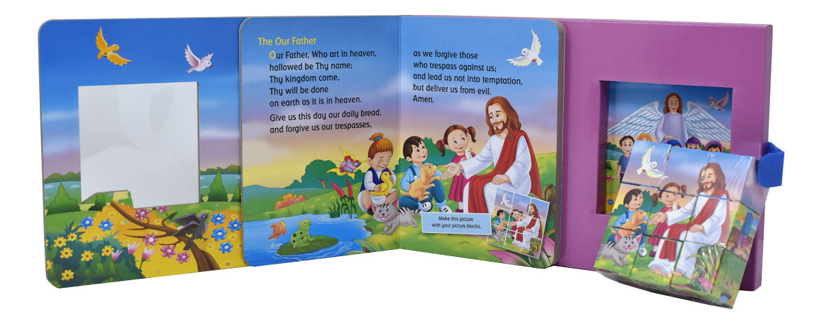 A Catholic Child's Prayers Book and Blocks