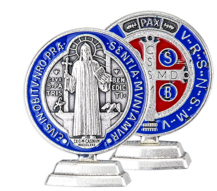 Standing Saint Benedict Epoxied Medal 1 11/16"