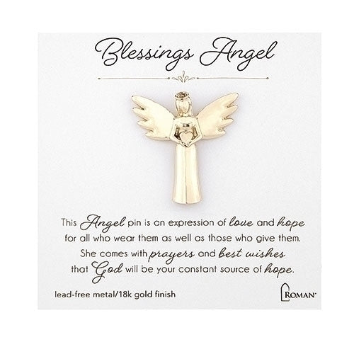 Blessings Angel Pin 1.5" Gold Tone