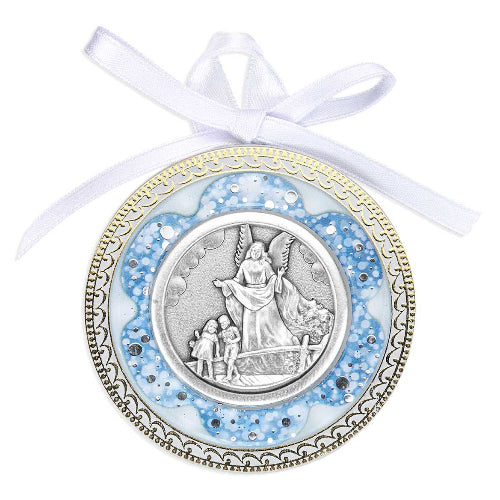 Crib Medal Guardian Angel with Blue Deco