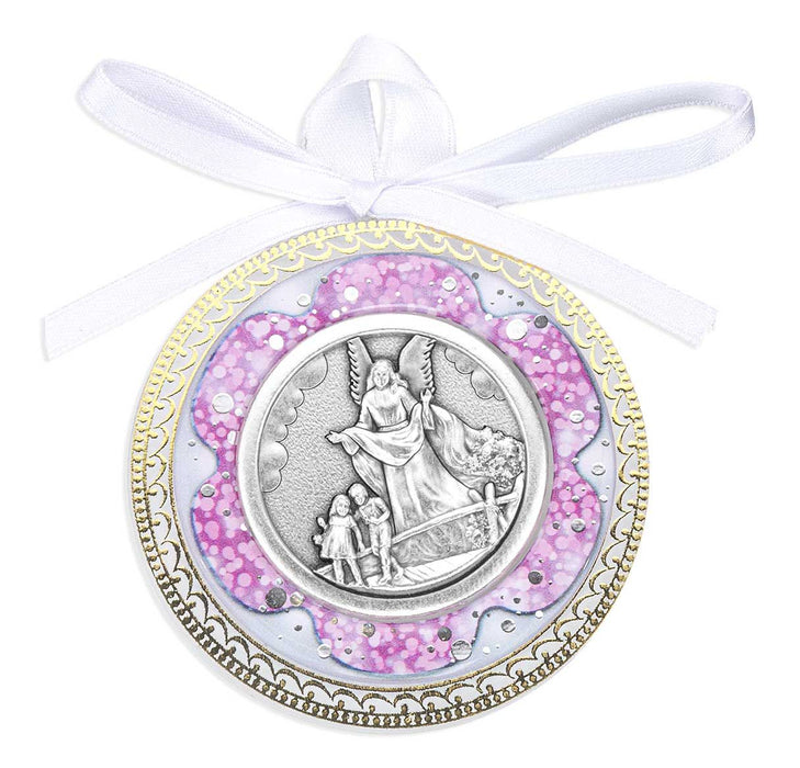 Crib Medal Guardian Angel with Pink Deco