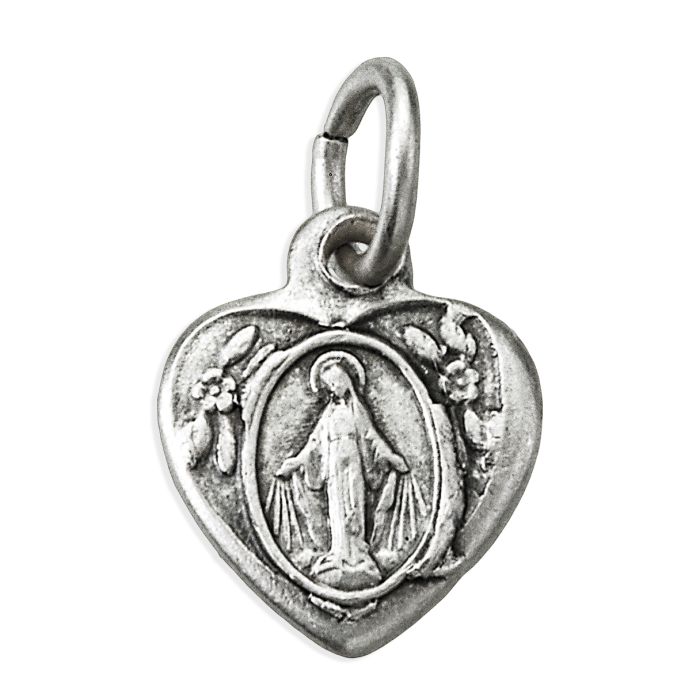 Miraculous Medal 0.43" in a Heart Shape