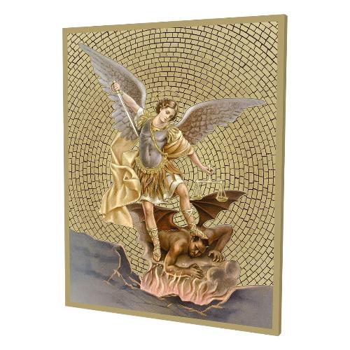 St Michael 8" x 10" Gold Foil Mosaic Plaque