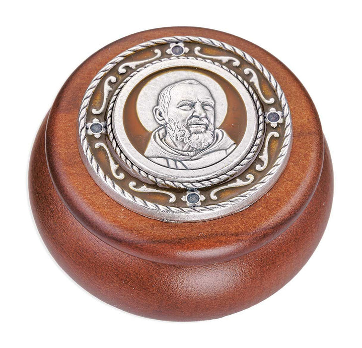 Keepsake Box Dark Wood with St. Pio