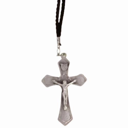 CRUCIFIX NECKLACE 1.75" ON BLACK CORD