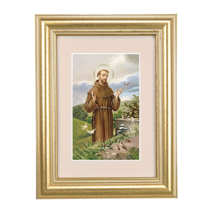 St Francis Cream Matte  5.25" x 6.75" Gold Leaf Frame