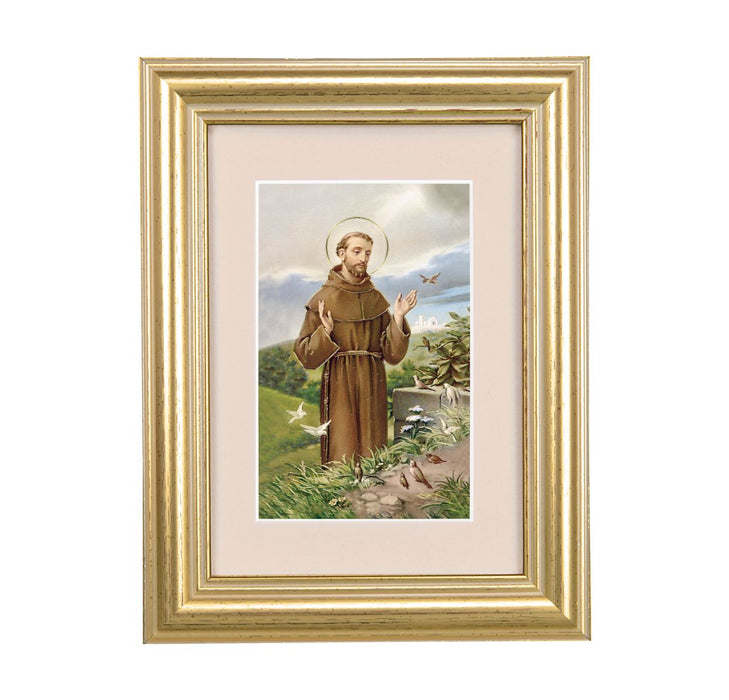 St Francis Cream Matte  5.25" x 6.75" Gold Leaf Frame