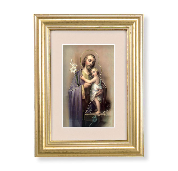 ST JOSEPH 5.25" X 6.75" GOLD LEAF FRAME WITH CREAM MATTE