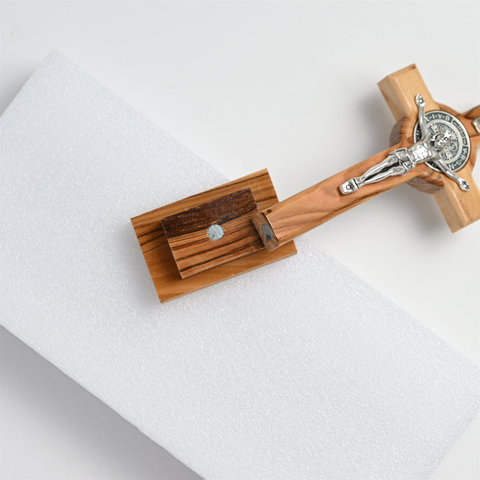 St. Benedict Crucifix  In Olive Wood With Magnetic Stand