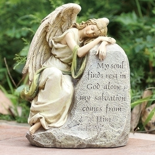 STATUE - ANGEL AND PSALM 62:1 - 8" HIGH