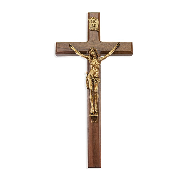 15" Walnut Cross with Gold Tone Corpus