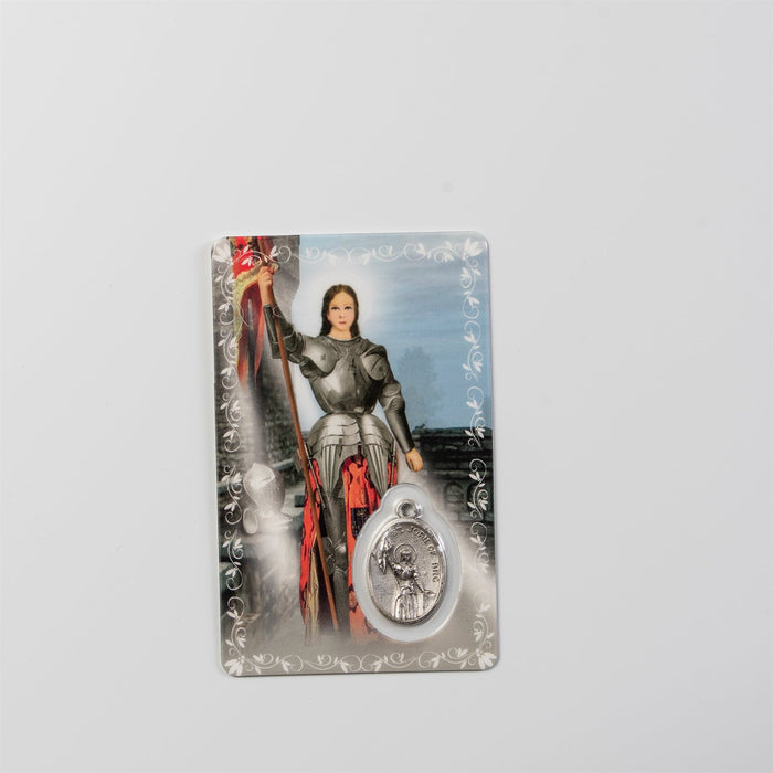 Prayer Card with Medal St Joan of Arc