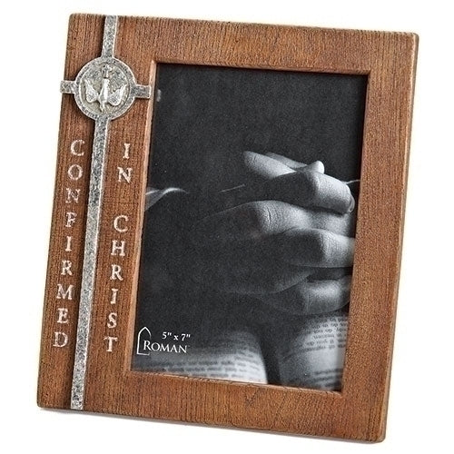 CONFIRMATION FRAME 8"H WOOD WITH CROSS EMBELLISHMENT