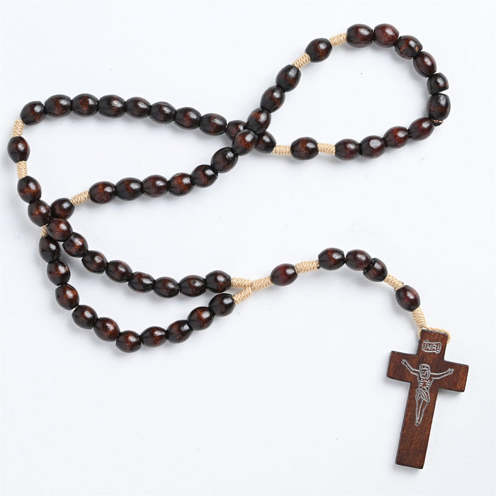 Rosary Brown Wood on Cord