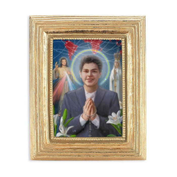 St Carlo Acutis 3.75" x 4.5" Gold Frame