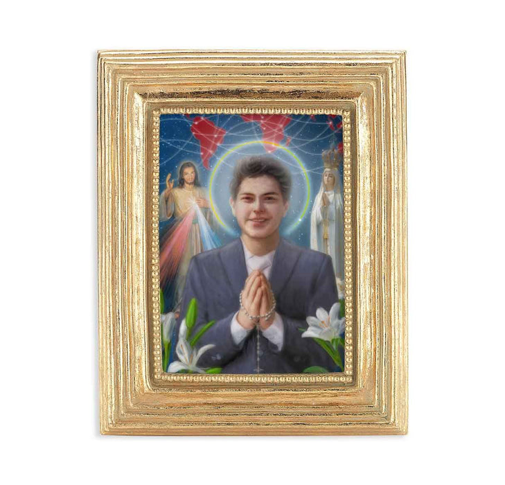 St Carlo Acutis 3.75" x 4.5" Gold Frame