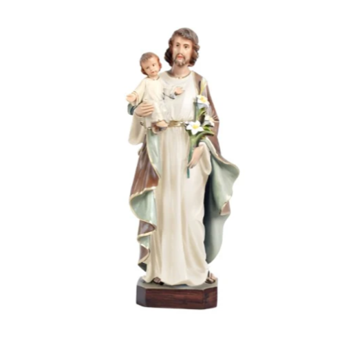 Statue St Joseph With Lilies 11" High