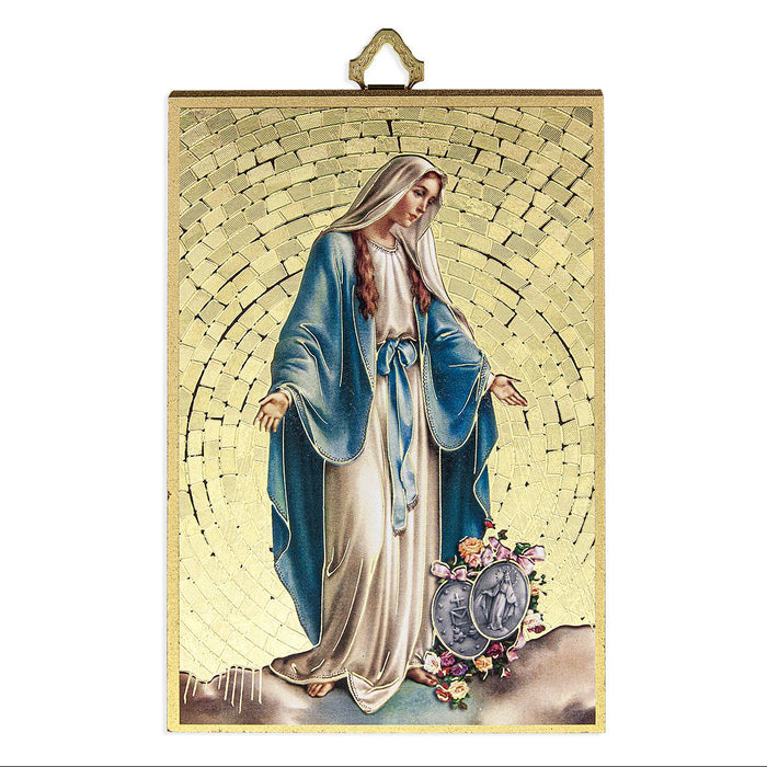 Our Lady of Grace 4" x 6" Gold Foil Mosaic Plaque