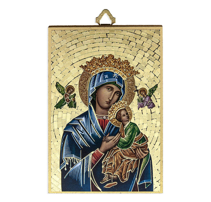 Our Lady of Perpetual Help 4" x 6"  Gold Foil Mosaic Plaque