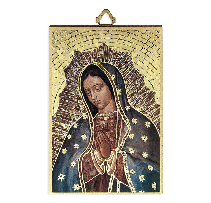 Our Lady of Guadalupe 4" x 6" Gold Foil Mosaic Plaque