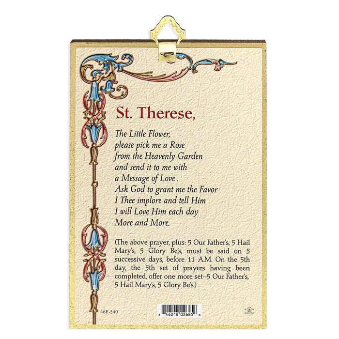 St Therese 4" x 6"  Gold Foil Mosaic Plaque