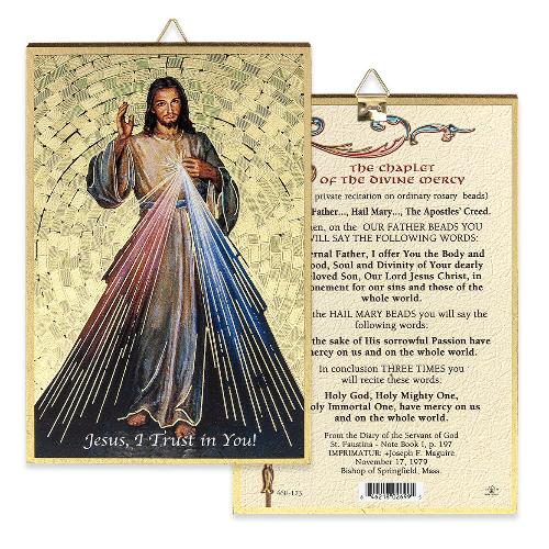 Divine Mercy 4" x 6"  Gold Foil Mosaic Plaque