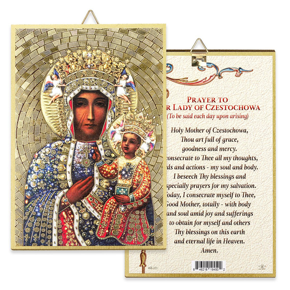 Our Lady of Czestochowa 4" x 6" Gold Foil Mosaic Plaque — Gospa Missions