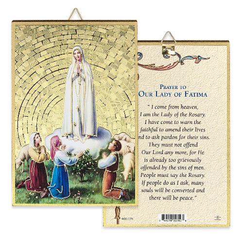 Our Lady of Fatima 4" x 6"  Gold Foil Mosaic Plaque