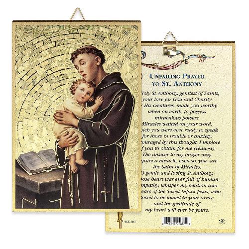 St Anthony 4" x 6"  Gold Foil Mosaic Plaque