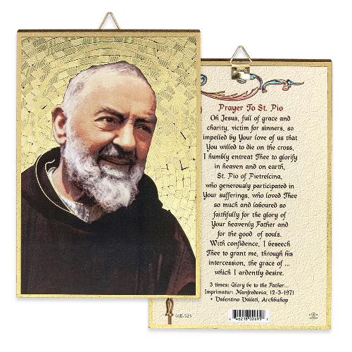 St Pio 4" x 6"  Gold Foil Mosaic Plaque