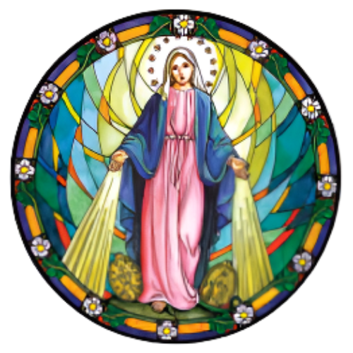 Suncatcher Sticker Our Lady of Grace 5.75"