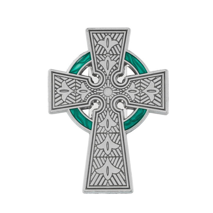 Celtic Cross 4.75" Zinc with Green Enamel