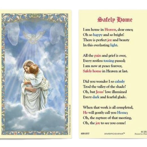 SAFELY HOME PRAYER THE REUNION HOLY CARD