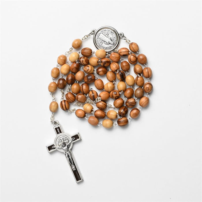 Rosary St Benedict 7mm Olivewood Beads