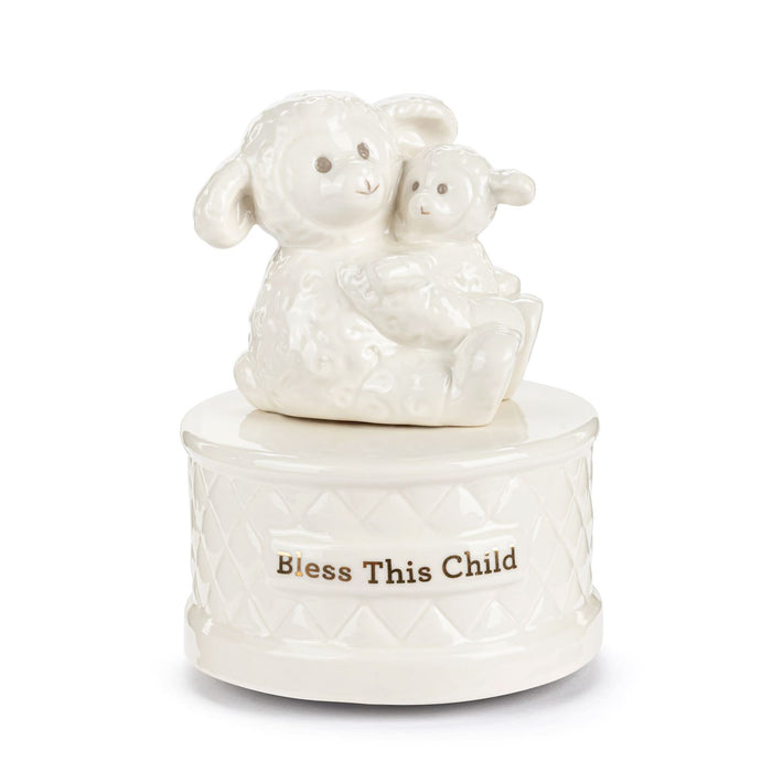 Wrapped in Prayer Ceramic Lamb Music Box