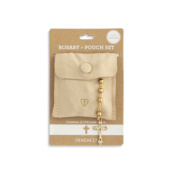 Gold Rosary and Pouch Set