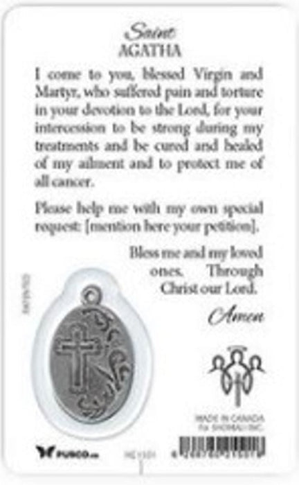 St Agatha Patron of Breast Cancer Healing Saint Card