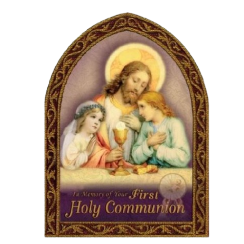 GREETING CARD - IN MEMORY OF FIRST COMMUNION - JESUS, BOY, GIRL