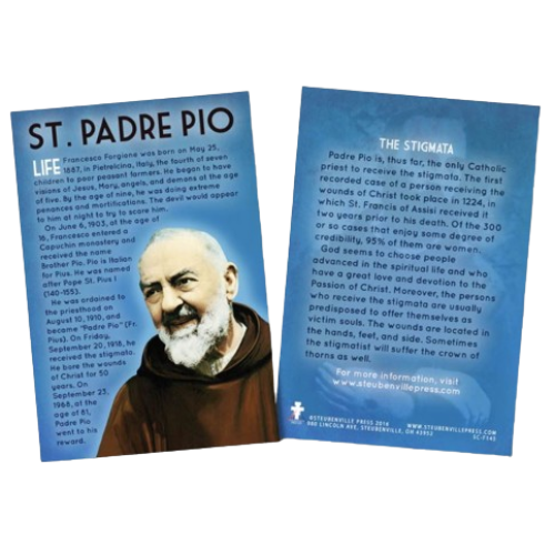 ST PADRE PIO EXPLAINED CARD