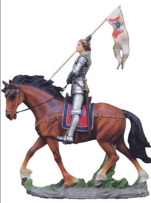 St. Joan of Arc Statue in Fully Hand-Painted Color 10" x 11"