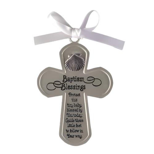 Baptism Cross "Protect This Tiny Baby" 3" Metal