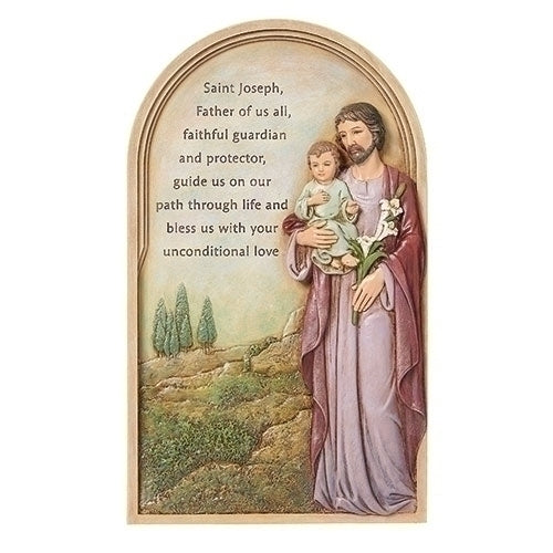 Wall Plaque St Joseph with Prayer 9.25" Resin