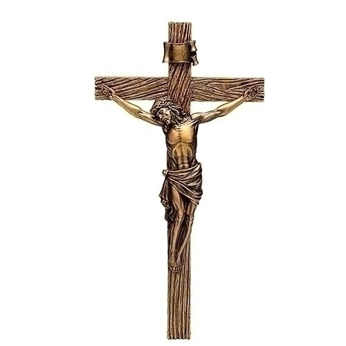 Wall Crucifix Antique Gold Finish 8.25" Resin