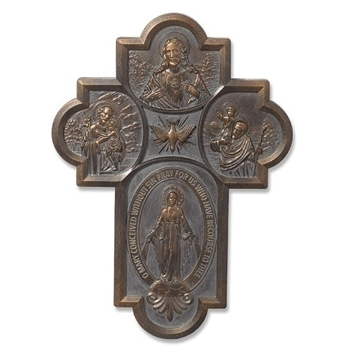 Wall Cross 8.5" Four Way in Bronze