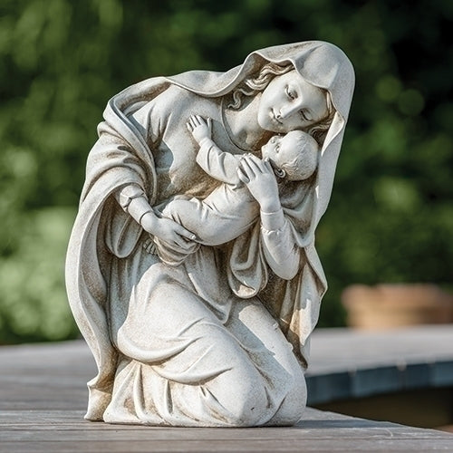 Garden Statue Kneeling Madonna and Child